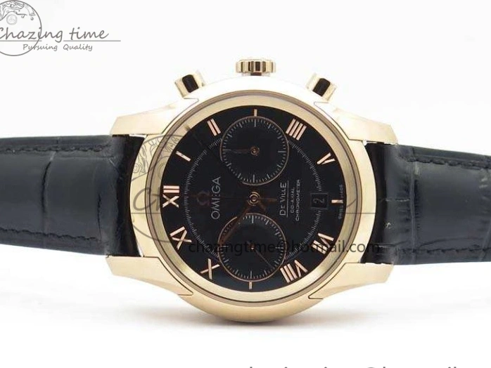 0120 De Ville Chronograph RG OMF 1:1 Best Edition Black Dial On Black Leather Strap A Sophisticated 8106